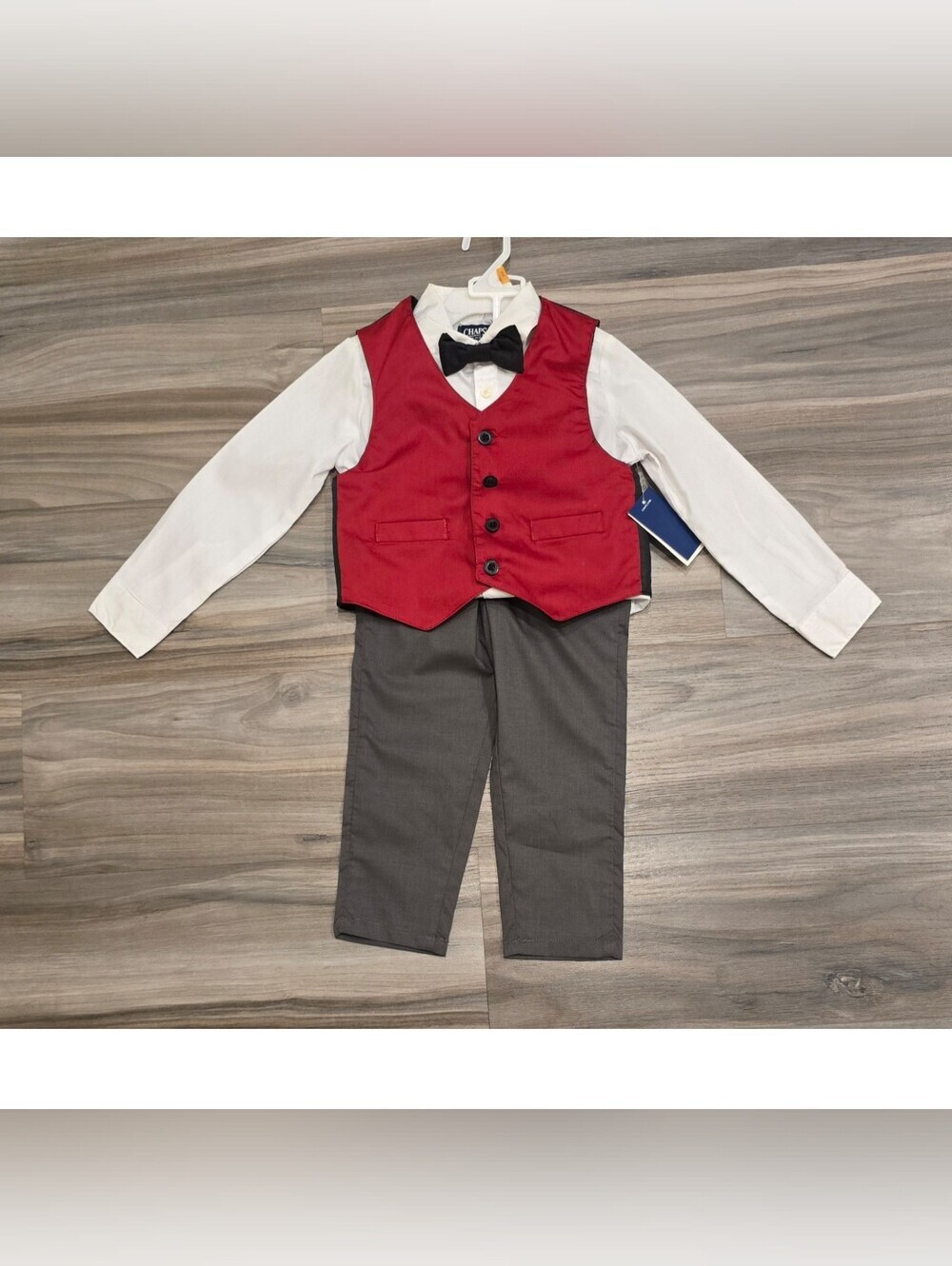 NEW Chaps Boys 3 Piece Dress Set Size 3T Vest Bowtie Shirt Pants NWT